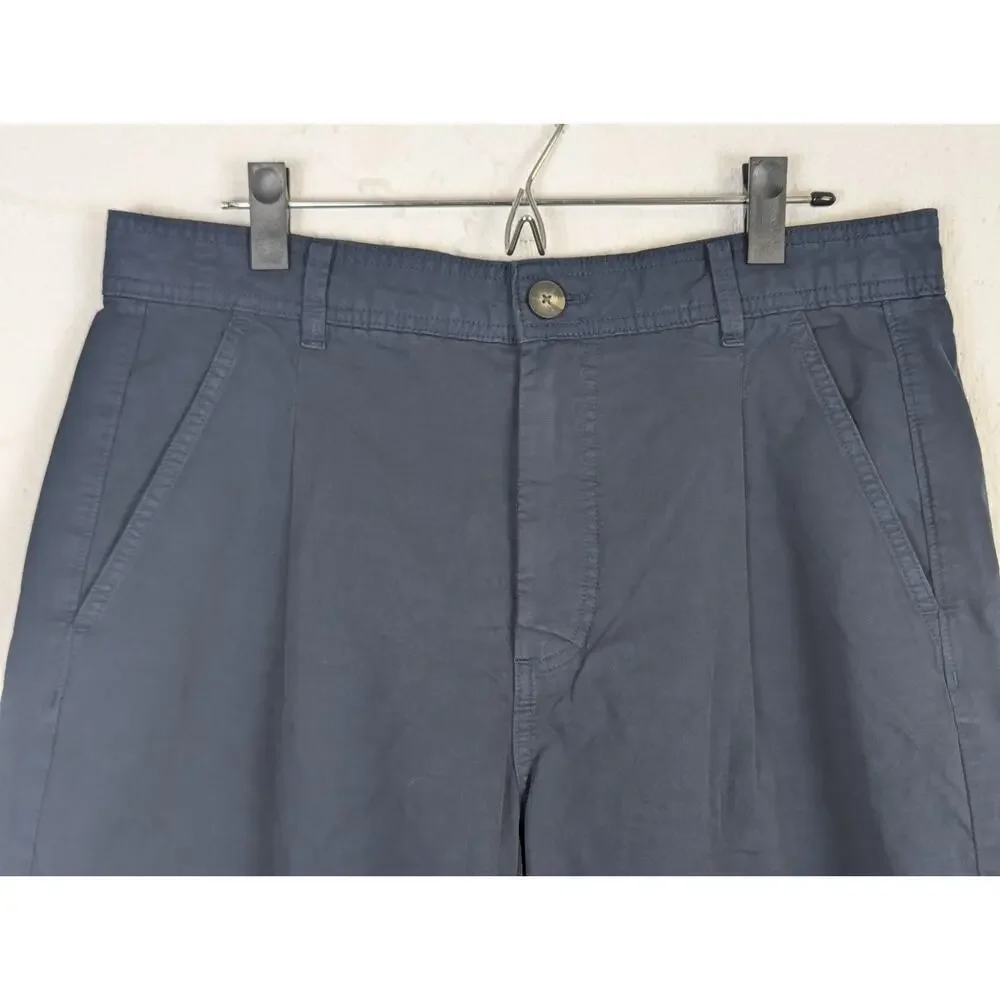 Everlane Barrel Leg Trousers Pants Blue Organic Cotton High Rise Capsule Size 12